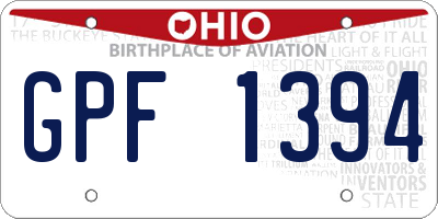 OH license plate GPF1394