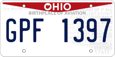 OH license plate GPF1397