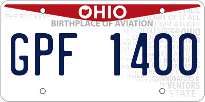 OH license plate GPF1400