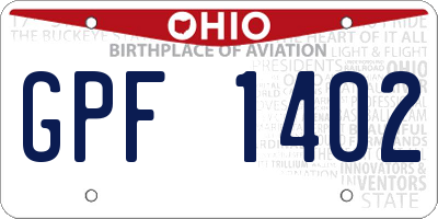 OH license plate GPF1402