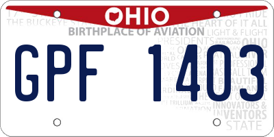 OH license plate GPF1403