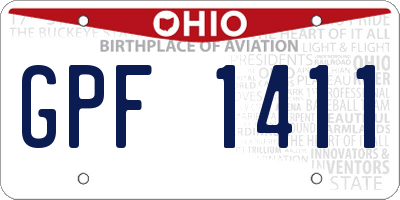OH license plate GPF1411