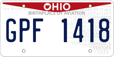 OH license plate GPF1418