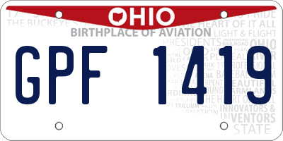 OH license plate GPF1419