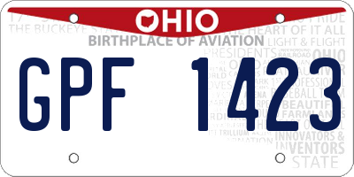 OH license plate GPF1423