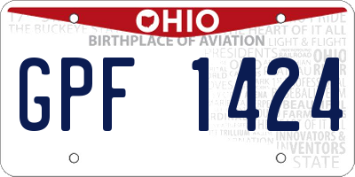 OH license plate GPF1424
