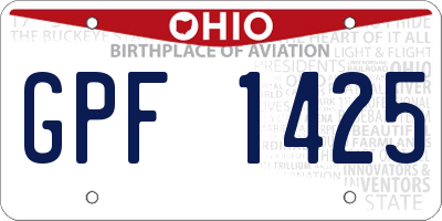 OH license plate GPF1425