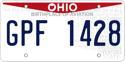 OH license plate GPF1428
