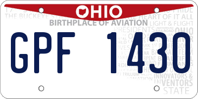 OH license plate GPF1430