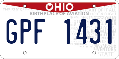 OH license plate GPF1431