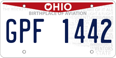 OH license plate GPF1442