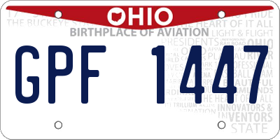 OH license plate GPF1447