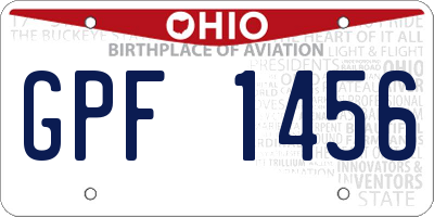 OH license plate GPF1456