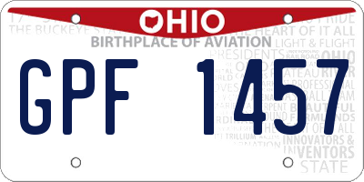 OH license plate GPF1457