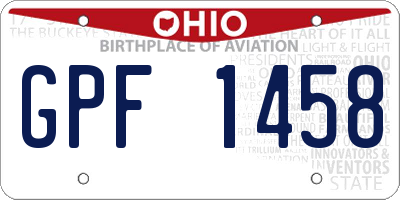 OH license plate GPF1458
