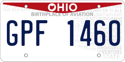 OH license plate GPF1460