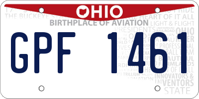OH license plate GPF1461