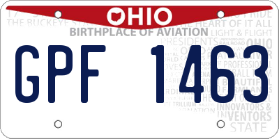 OH license plate GPF1463