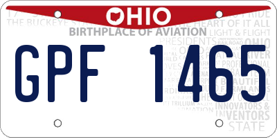 OH license plate GPF1465