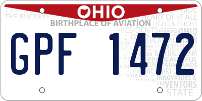 OH license plate GPF1472