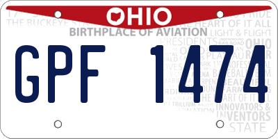 OH license plate GPF1474