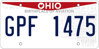 OH license plate GPF1475
