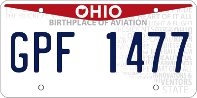 OH license plate GPF1477