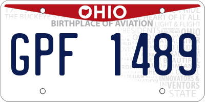 OH license plate GPF1489