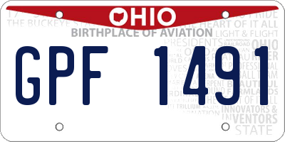 OH license plate GPF1491