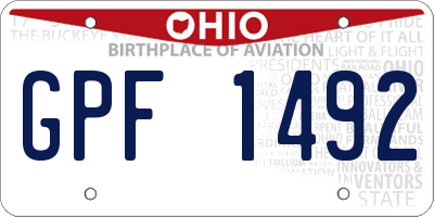 OH license plate GPF1492
