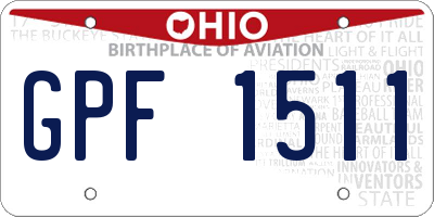 OH license plate GPF1511