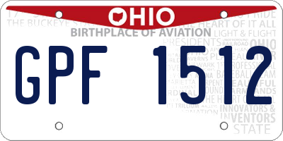OH license plate GPF1512