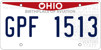 OH license plate GPF1513