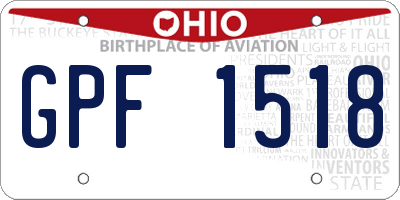 OH license plate GPF1518