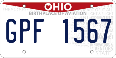 OH license plate GPF1567