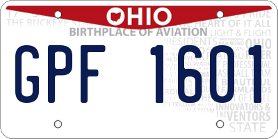 OH license plate GPF1601