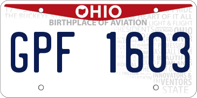 OH license plate GPF1603