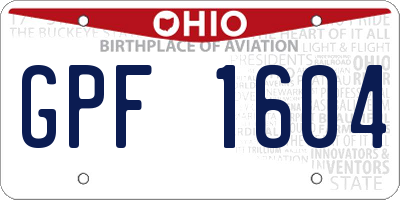 OH license plate GPF1604