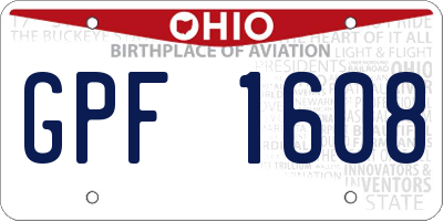 OH license plate GPF1608