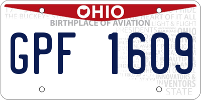 OH license plate GPF1609