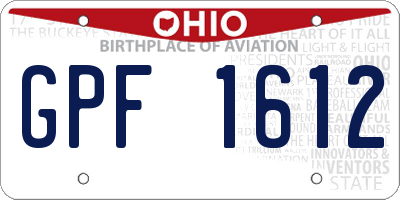 OH license plate GPF1612