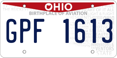 OH license plate GPF1613