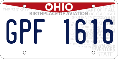 OH license plate GPF1616