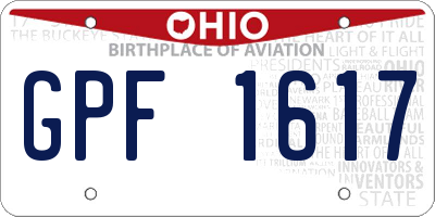 OH license plate GPF1617