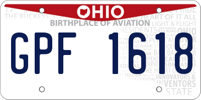 OH license plate GPF1618