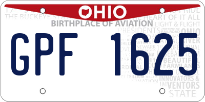 OH license plate GPF1625