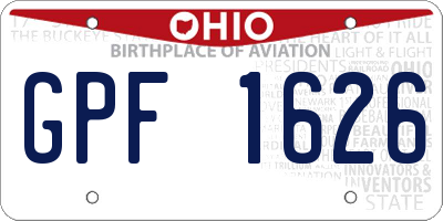 OH license plate GPF1626