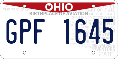 OH license plate GPF1645