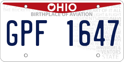 OH license plate GPF1647