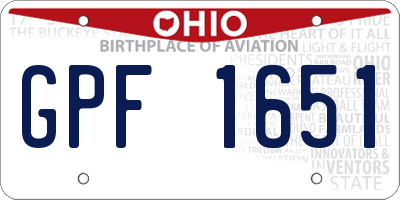 OH license plate GPF1651